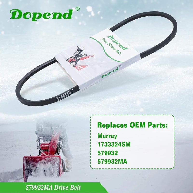 Dopend 579932MA Drive Belt 3/8’’ x 33’’ for Craftsman, Murray Snowblower Parts, Replaces 1733324SM, 579932 Auger Belt - Image 3